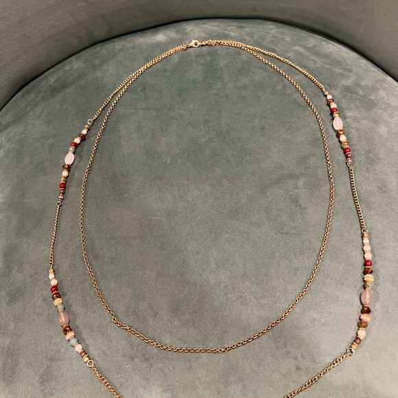 Low Hanging Gold Coated Two Layer Necklace - Picture 5 of 7